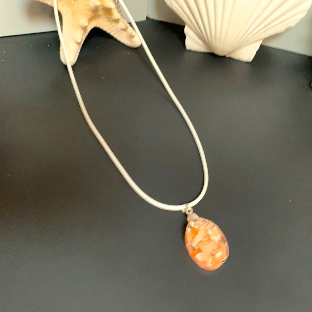 Crushed Crab Shell Pendant with Necklace